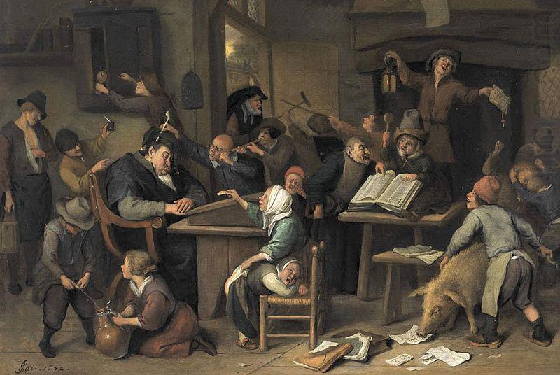 Jan Steen A school class with a sleeping schoolmaster, oil on panel painting by Jan Steen, 1672 china oil painting image